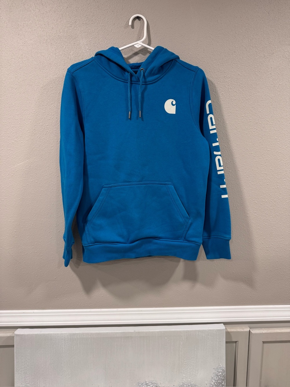 Carhartt Bright Blue Crewneck Hoodie with White Logo
